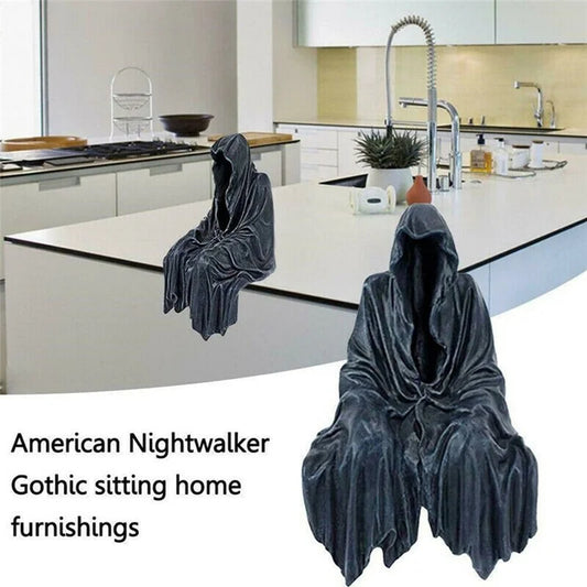 Black Grim Reaper Statue – Nightcrawler Resin Horror Figurine for Desktop & Home Decor