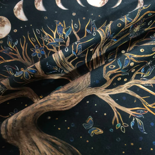 Tree of Life Tarot Card Tablecloth – Moon Phase & Botanical Altar Cloth for Wicca, Witchcraft & Divination