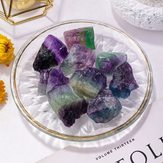50g/bag Natural Raw Rainbow Fluorite – Rough Crystal Healing Stone Specimen